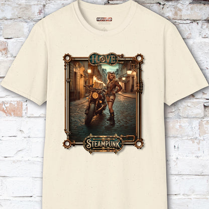 I love Steampunk Woman with Motorcycle #6 Unisex T shirt